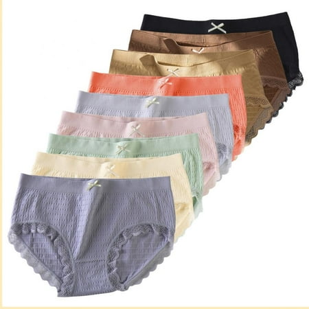

Aosijia 9 Pack Women Panties Underwears Sexy Middle-Waisted Comfortable Underpants Female Lace Lingerie Ladies Satin Bows Briefs
