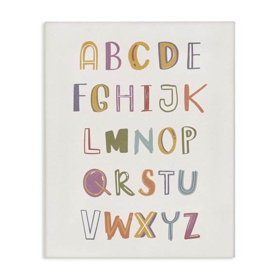 Stupell Industries Contemporary Soft Doodle Alphabet Canvas Art, 16 x 20, by Nataly White