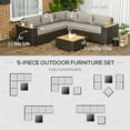 thumbnail image 3 of 6 Pieces Outdoor Rattan Patio Furniture Set with Corner Sofa, Wood-Plastic Coffee Table, Light Grey, 3 of 7