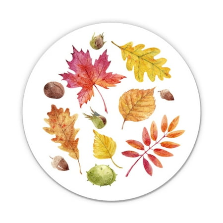 Watercolor Fall Leaves Pretty Foliage Maple - 3" Vinyl Sticker - For Car Laptop I-Pad Phone Helmet Hard Hat - Waterproof Decal