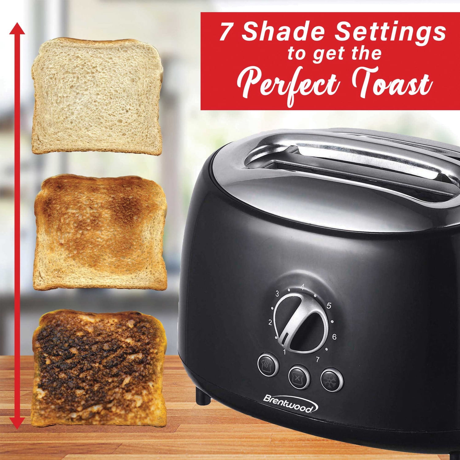 Brentwood 2-Slice Retro Toaster, Black, Extra Wide Slots