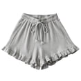 thumbnail image 4 of CAIVO Women Lady's Summer Lace Frill Elastic Waist Tie Bow Front Sports Shorts Stylish Outdoor Casual Solid Color Bottoms, 4 of 4