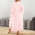 thumbnail image 4 of Women's Long Thick Plush Bathrobe - Solid Color Close-Fitting Winter Homewear, Pink, S, 4 of 5