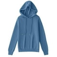 thumbnail image 3 of Pxxlle Knit Hoodies for Women Casual Long Sleeve Hooded Sweater Fall Drawstring Sweatshirts Solid Color Pullover Tops Blue XL, 3 of 6