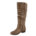 thumbnail image 3 of Bottes Cavalières à Fermeture Éclair pour Femmes, Hauteur Genou, Décontractées, Talon Plat Bas, Bottes d'Hiver, Chaussures (Cognac, 7.5), 3 of 5