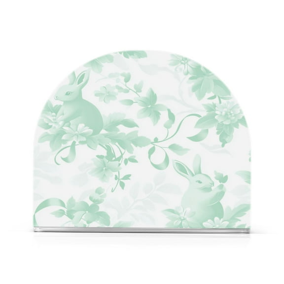 Standing Dining Table Napkin Holder, Napkin Holder for Table Kitchen Acrylic Paper Tissue Organization, Mint Green Rabbits