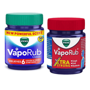 Vicks VapoRub Bundle Xtra Strong 50ml & VapoRub Regular (50ml + 10ml Extra) Cough & Cold Relief Pack of 2