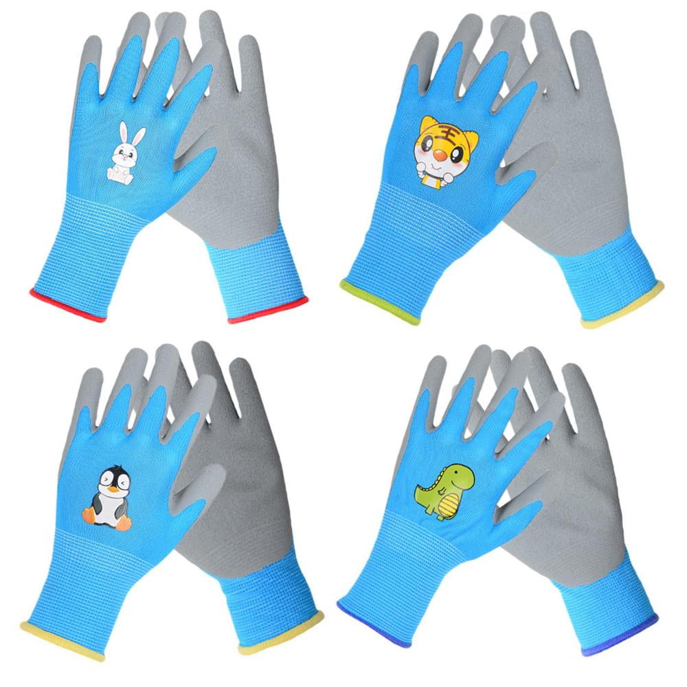 Kafei Kids Gardening Gloves 4 Pairs Children Yard Gloves for Gardening