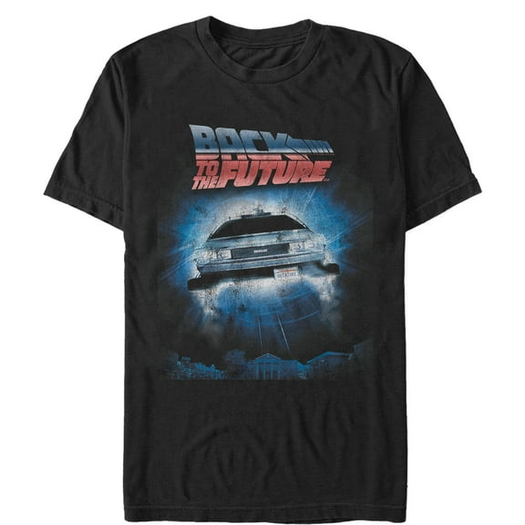 Men's Back to the Future Retro DeLorean Poster Graphic Tee Black Small
