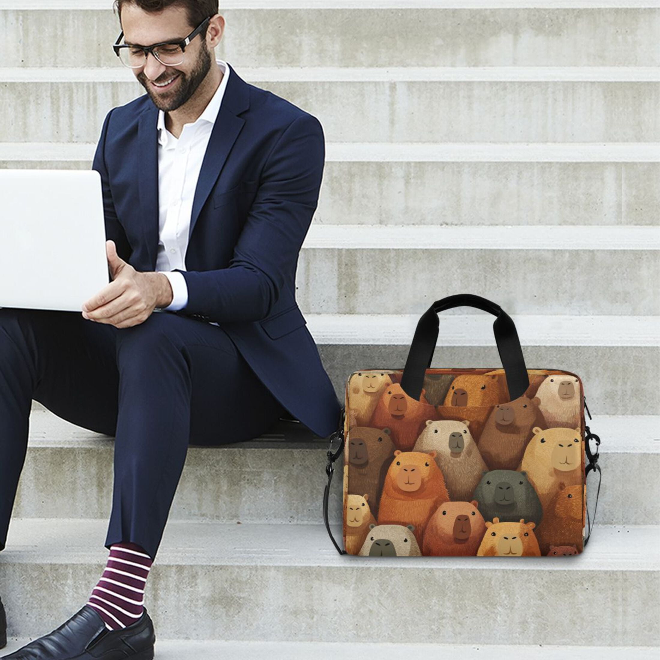 Laptop Bag Laptop Briefcase 15.7 x 3 x 11.8 Inches Laptop Bag Briefcases Laptop Storage Travel Laptop Bag Work Laptop Bag Capibara Seamless