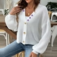 thumbnail image 5 of WRKEKC Embroidered Floral Cardigan Oversized Knit Fall Winter Layer Cozy Lounge Wear Plus Size Available White L, 5 of 5