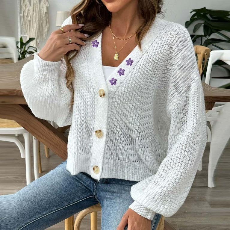 SMihono Y2K Cardigan Sweaters for Women Funny Floral Graphic