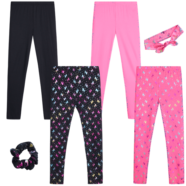 dELiA*s Girls' Leggings 4 Pack Active Comfort Stretch Leggings, Hair