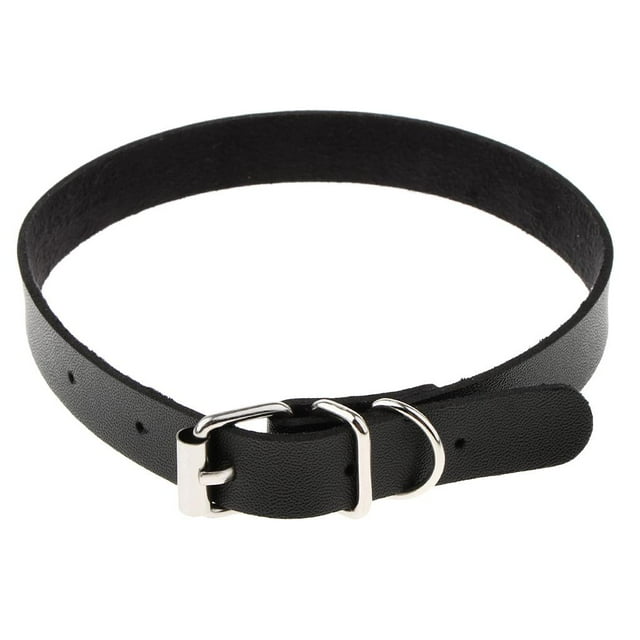 Collar de cuero gótico para mujer jinwen gargantilla de cinturón con hebilla Collar de pulsera Punk sólido Negro