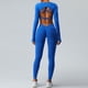 thumbnail image 5 of Traje de yoga de manga larga de otoño e invierno para mujer, pantalones de yoga con espalda cruzada sexy sin costuras y levantamiento de cadera de melocotón, 5 of 6