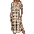 thumbnail image 1 of Robe Longue à Manches Courtes pour Femmes Décontractée avec Poches Tunique Col en V Imprimée Robe Chemise d'Été Plage Boho, 1 of 2