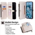 thumbnail image 3 of Compatible with Google Pixel 9A Crossbody Wallet Case,Flip Folding Kickstand,With Card Slots,Long Strap&Short Strap,Zipper Pocket,Shockproof Heavy Duty PU Leather Phone Case,White, 3 of 8