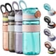thumbnail image 1 of Botellas de agua para niños de 18 oz con tapa de paja y asa de transporte, botella de agua a prueba de fugas sin Bpa con botón pop para la escuela, verde azulado, 1 of 5