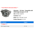 thumbnail image 2 of Alternator - 136 Amp - Compatible with 2000 Dodge Durango 4.7L V8, 2 of 4