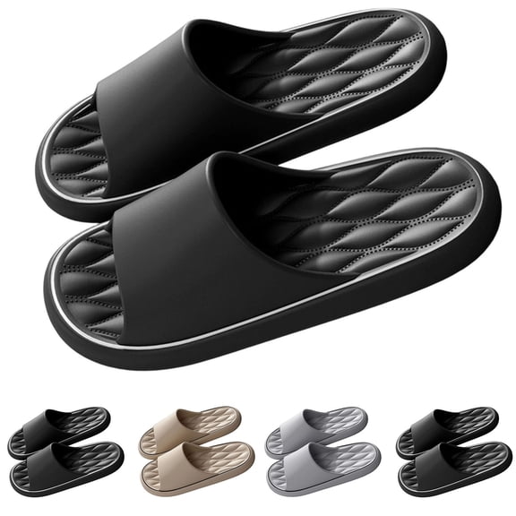 QNANSPI Men's Bathroom Slides with Traction, Shower Slippers Fast Dry for Men, Men's Thick Sole EVA Slippers Odor Control for Indoor Home and Bathroom Casual Slides