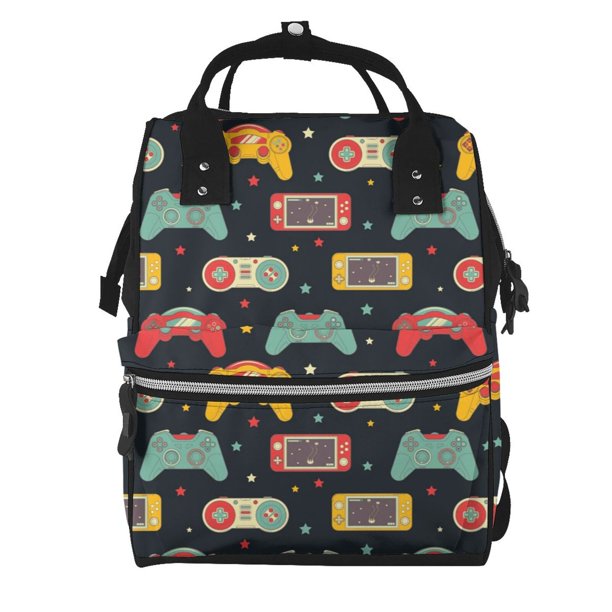 Easygdp Retro Video Game para Bolsa de Bebé de Gran Capacidad con Múltiples Bolsillos, Bolsa de Pañales para Padres, Bolsa de Viaje Organizada y Elegante