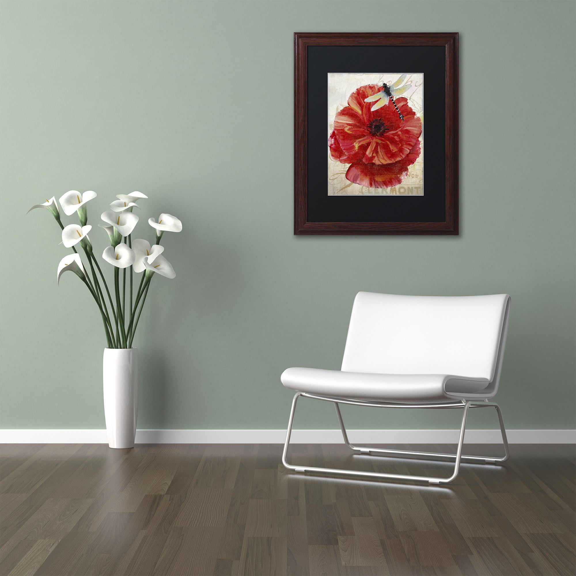 Trademark Fine Art "Le Pavot Dragonfly" Canvas Art by Color Bakery, Black Matte, Wood Frame