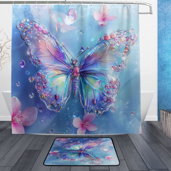 BZSMCE Shower Curtain and Bath Accessory Set,Ethereal Elegance Pattern