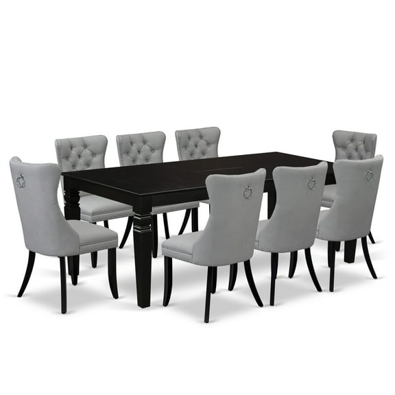 East West Furniture 9 Piece Kitchen Set Consists of a Rectangle Dining Table with Butterfly Leaf