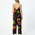 thumbnail image 6 of Evdexr Halloween Jumpsuits for Women 2026 Bat Ghost Cobweb Graphic Rompers Square Neck Wide Leg Sleeveless Pants Casusl Spaghetti Straps Overalls S, 6 of 6