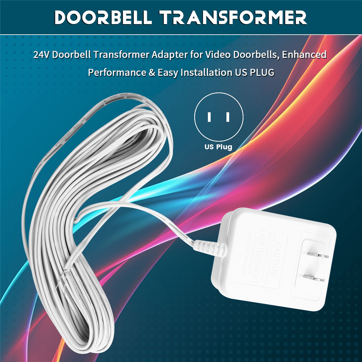 2X 24V Doorbell Transformer Adapter for Video Doorbells, Enhanced Performance & Easy Installation US PLUG,2 x Doorbell Transformer,White