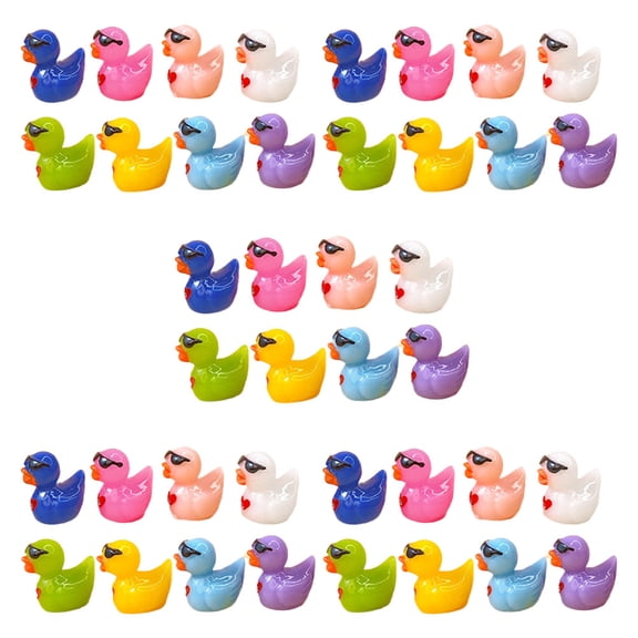 Luxshiny 40Pcs Resin Miniature Duck Figurine Cute Room Decor for Car Interior Landscape Decor