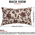 thumbnail image 4 of Burgundy Floral Block Print Lumbar Pillow Covers 12x20 Set of 2 Rustic Old Style Vintage Flower Pattern Cream Decorative Rectangle Throw Pillow Cases Outdoor Farmhouse Decoration for Sofa Couch Bed, 4 of 6