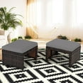 thumbnail image 5 of 2 Piece Outdoor Ottoman Set, All Weather PE Rattan Footrest with Reinforced Steel Frame, Soft Cushion for Patio Deck Porch, Grey, 5 of 5