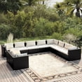 thumbnail image 1 of vidaXL 10 Piece Garden Lounge Set with Cushions Black Poly Rattan, 1 of 4
