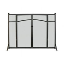 Panacea Flat Contemporary Firescreen w/Doors, Antique Iron