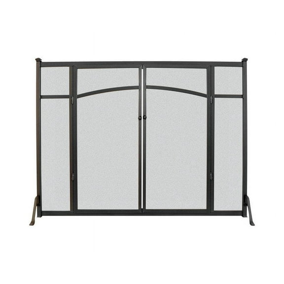 Panacea Flat Contemporary Firescreen w/Doors, Antique Iron