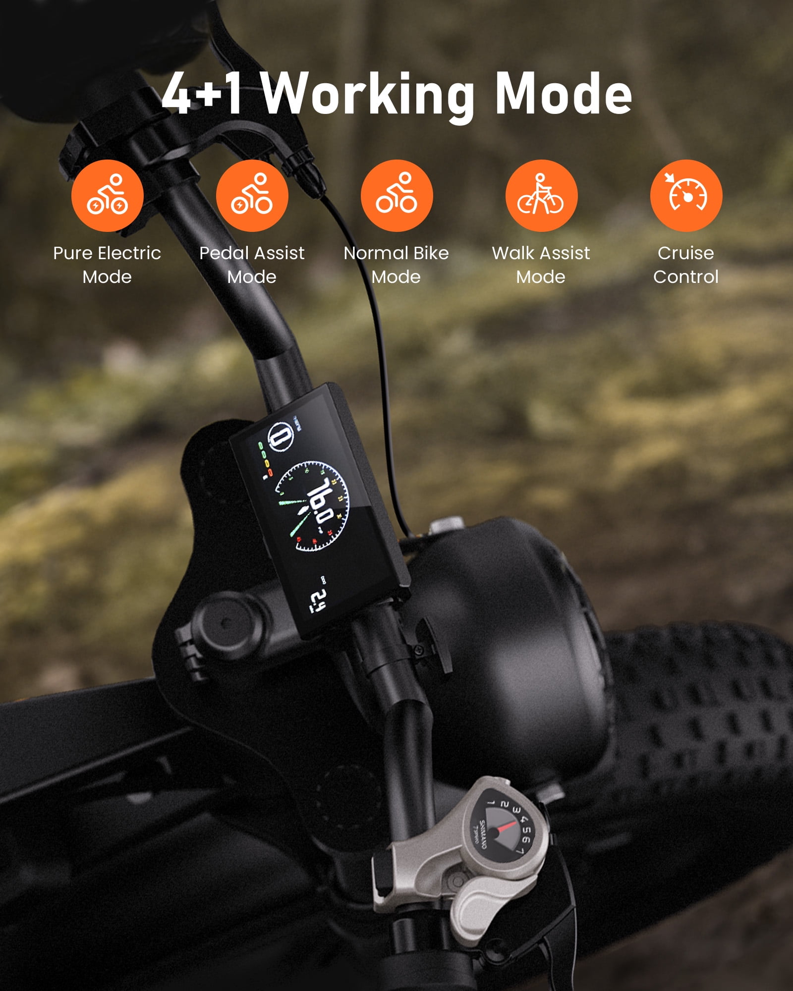 Electric Bike for Adults,28MPH,1500W Peak Motor,100+ Miles Range,Dual Battery,7-Speed,20" Fat Tire E-Bike,Moped Style Electric Bicycles,Black