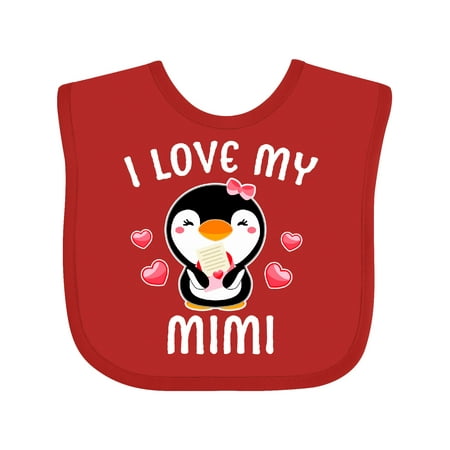 

Inktastic I Love My Mimi with Cute Penguin and Hearts Girls Baby Bib