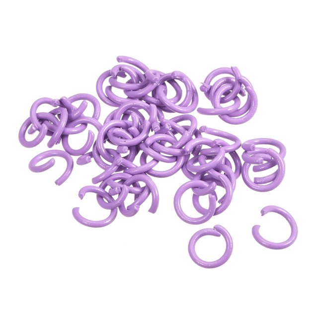 Unique Bargains Open Jump Rings, 8mm Colorful O-ring Connectors for DIY Crafts Jewelry Making, Carbon Steel, Purple, 100Pack
