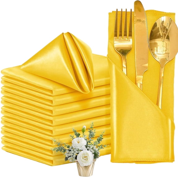 CCOCC 2026 New Cloth Napkins Wrinkle Resistant Washable Dinner Napkins Durable Fabric Reusable Napkins for Dining Picnic Party Yellow