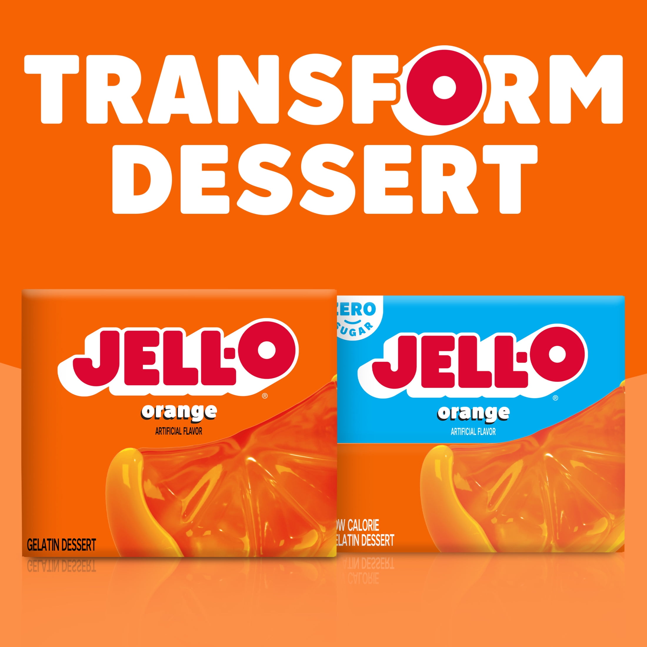 (12 pack) Jell-O Orange Gelatin Dessert Mix, 3 oz Box