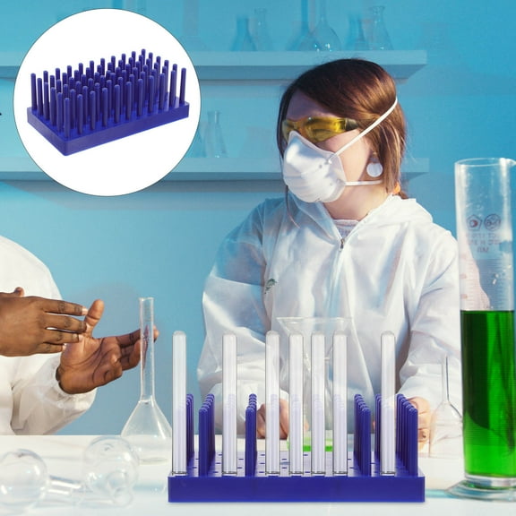 Hytrove 1Set Blue Plastic Drying Rack for Holding Laboratory Items 6.7x3.7in