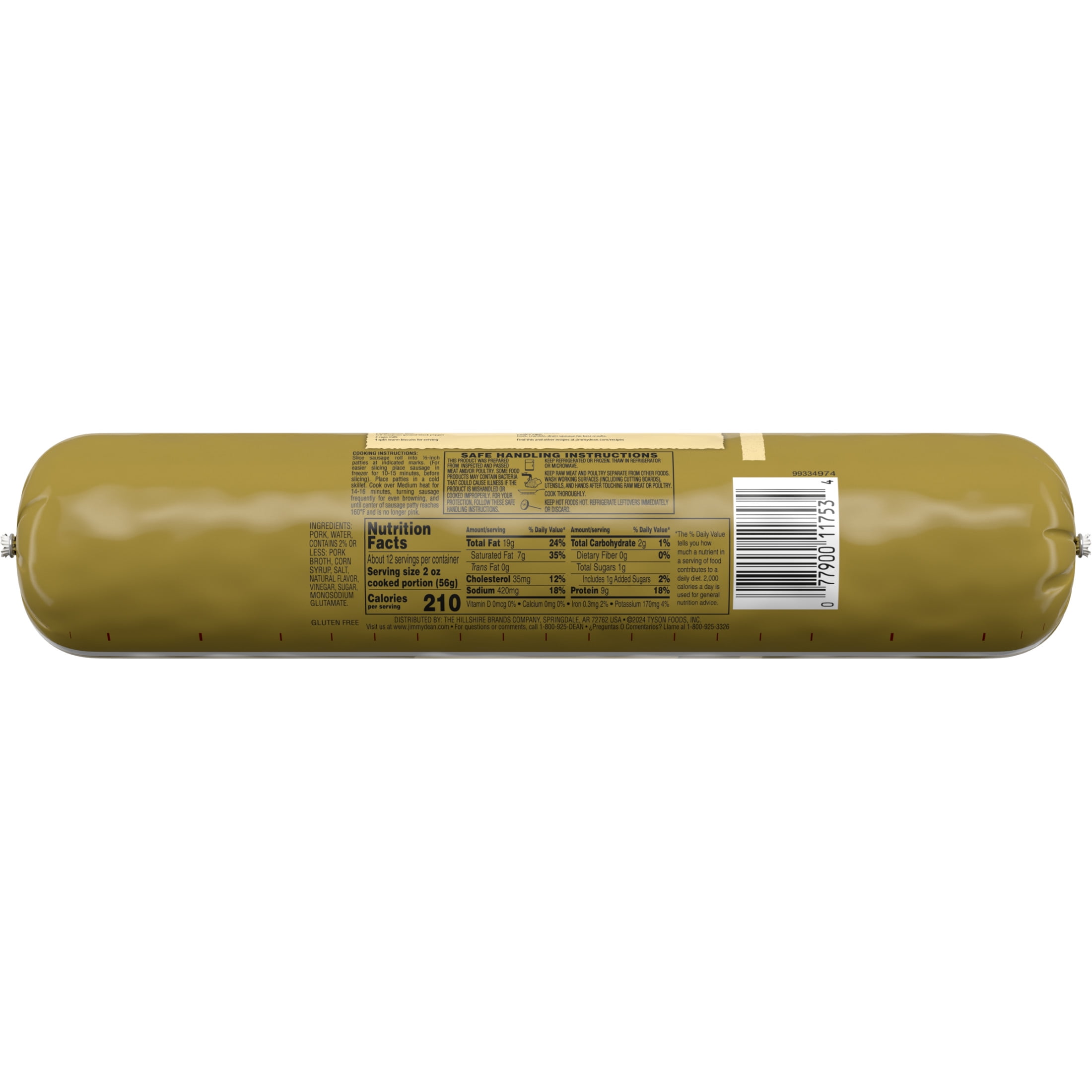 Jimmy Dean Premium Pork Regular Sausage Roll, 32 oz