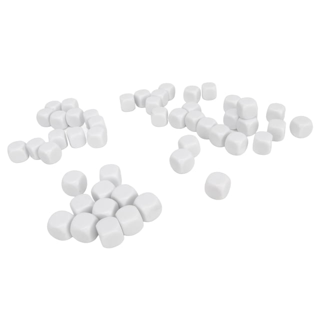 50 Pieces 16MM Blank , Acrylic Six Sided Black & White with Smoothed Surface, Customizable DIY for Game, Party, Fun, DIY Sticker and Math Teaching