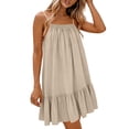 thumbnail image 6 of Horkkom Mini Dresses for Women Solid Color Camisole Summer Dresses Beach Travel Vacation Sundresses, S-2XL, 6 of 9