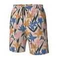 thumbnail image 6 of Uemuo Lilies Flowers Pattern Men's Swim Trunks Hawaiian Beach Bathing Suit Swimsuits Beach Quick-Dry Shorts with Pockets-, 6 of 9