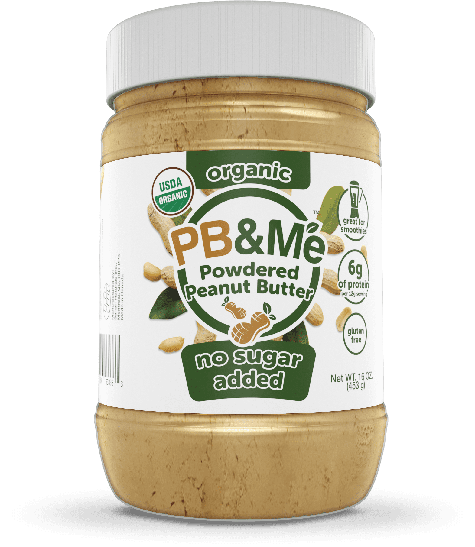 PB&Me USDA Organic Powdered Peanut Butter, Keto Snack, Gluten Free, Plant Protein, No Sugar Added, 16 Ounce