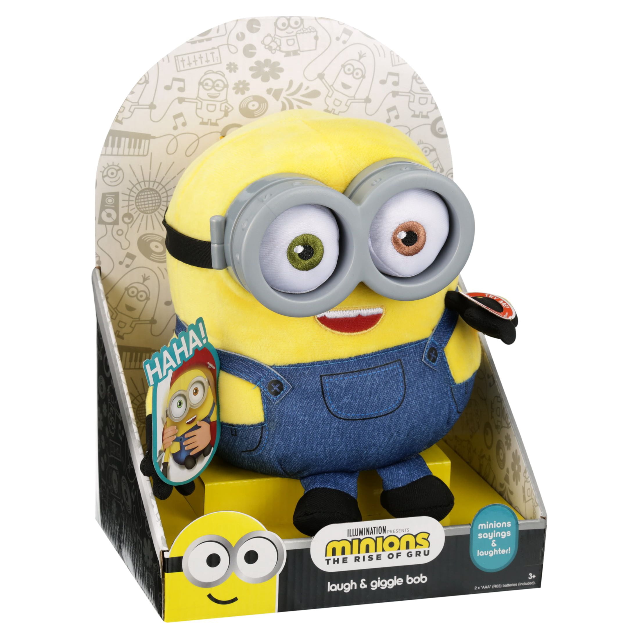 Illumination’s Minions: The Rise of Gru Laugh & Giggle Bob Plush, For Ages 3 Years and up