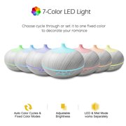 550ml Wood Grain Essential Oil Diffuser with Remote - 6 Oil Blends Bundle, 7 Color LED Mood Lighting, Ultra-Quiet Humidifier for Home, Office, Yoga