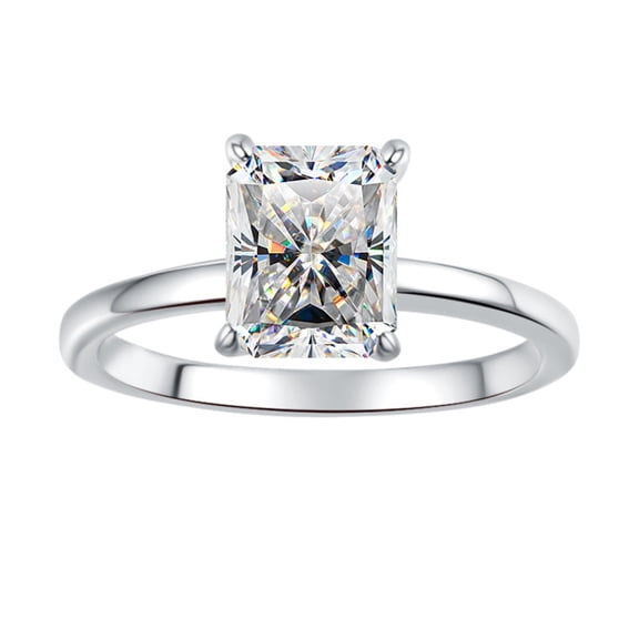 2 Carat Moissanite Solitaire Rings for Women Genuine D Color VVS1 Radiant Cut Engagement Rings Sterling Silver Promise Ring for Wedding Daily Travel Party Size 4-10